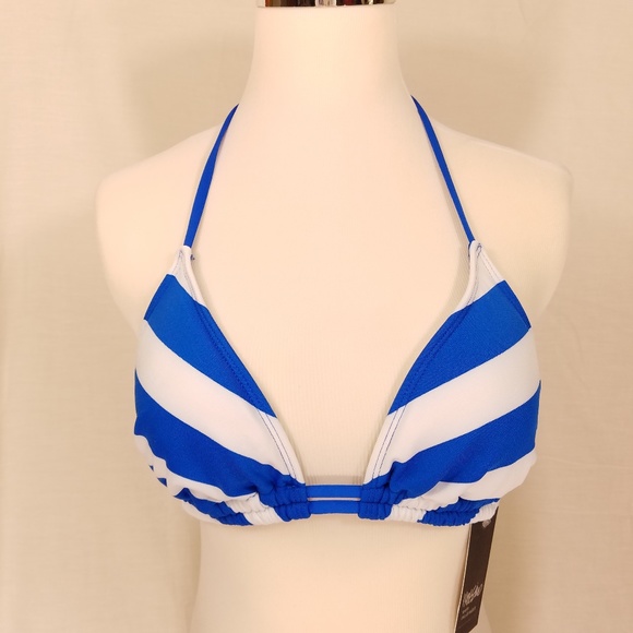 MOSSIMO Resort Blue Striped Triangle Bikini Top S - Picture 6 of 7